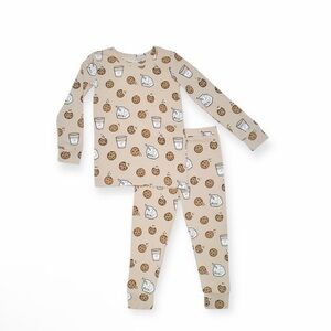 Kids Beige Cookie Print Pajama Set